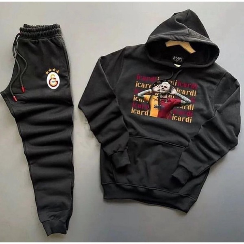 Bs Jeans Unisex Icardi Baskılı Kapüşonlu Sweatshirt-Eşofman Altı 2'li Set Kombin Erkek Sweatshirt Fiyatı