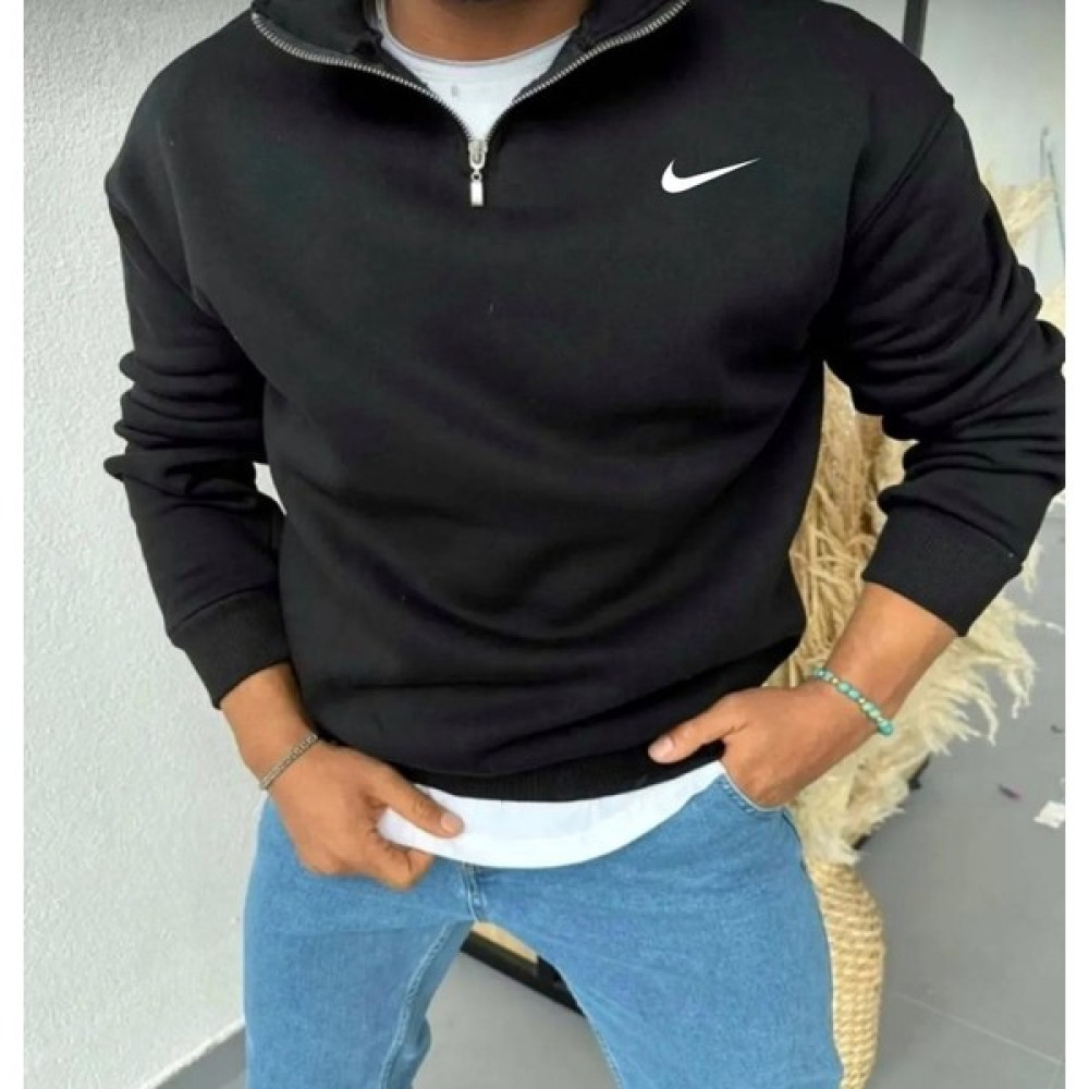Bs Jeans Unisex Nike Baskılı Pamuklu Yarım Fermuarlı Sweatshirt Erkek Sweatshirt Fiyatı