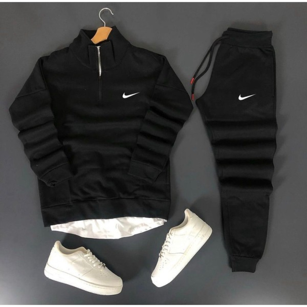 Bs Jeans Unisex Nike Baskılı Yarım Fermuarlı Sweatshirt-Eşofman Altı Set Kombin Erkek Sweatshirt Fiyatı