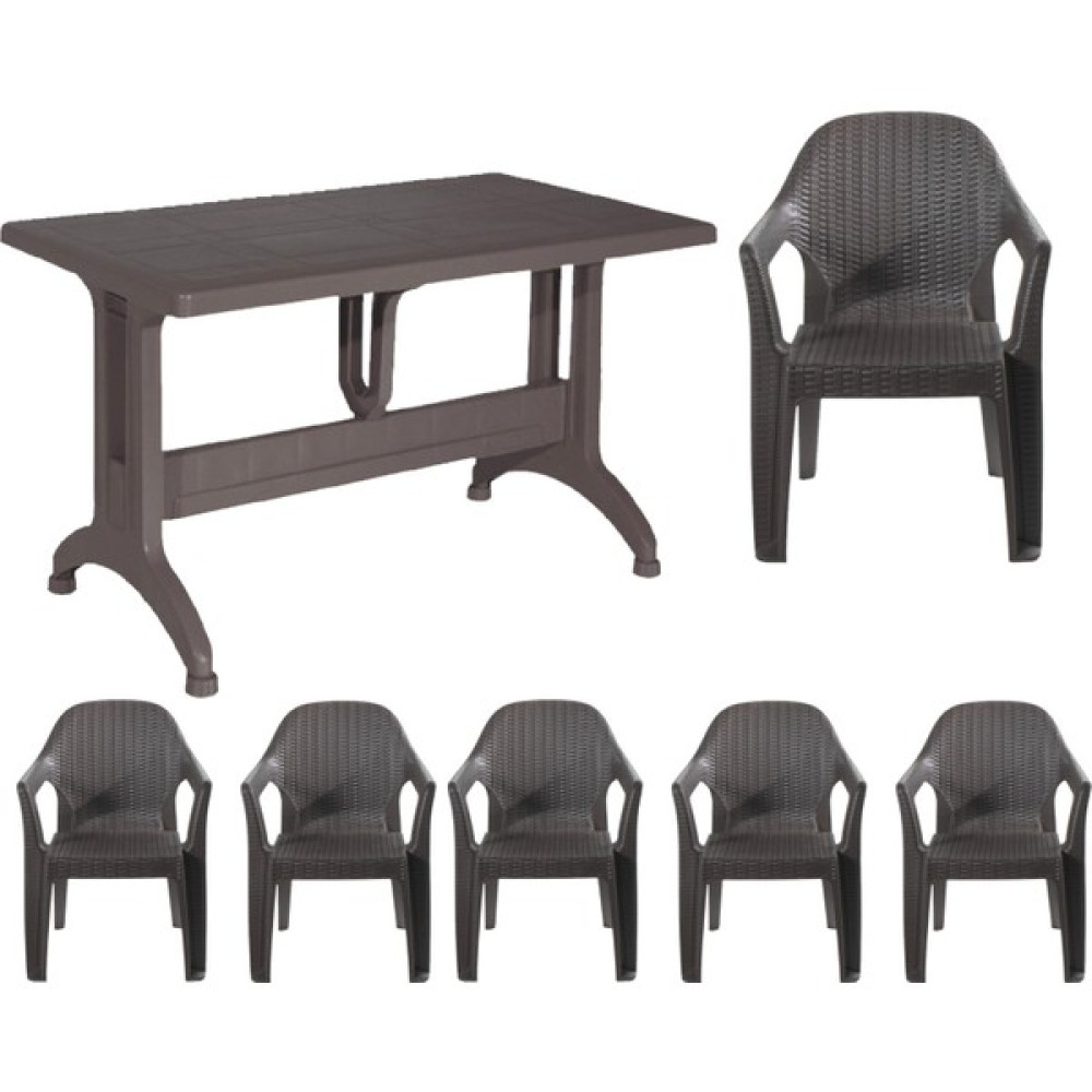 Bs Plastik 80X140 Polo Rattan Plastik Masa 6 Adet Sandalye Takımı Bahçe Mobilyası Takımı Fiyatı