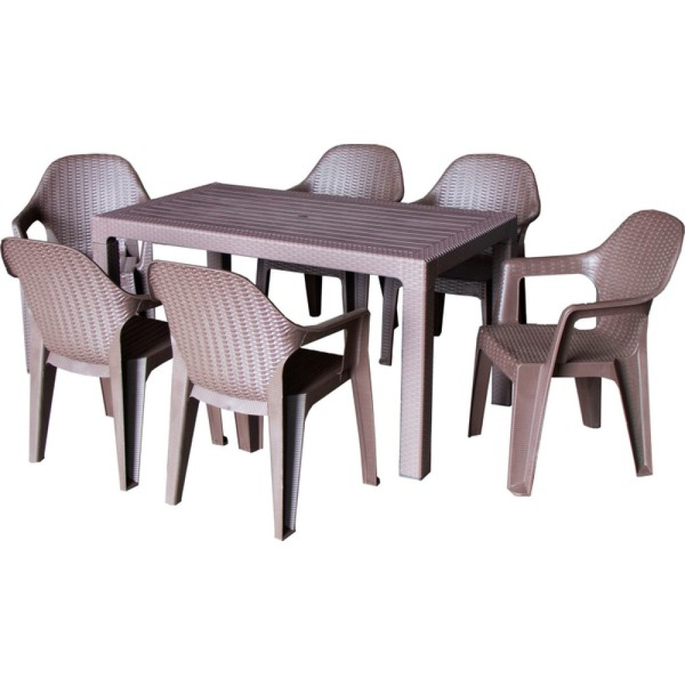 Bs Plastik Polo Rattan 80X140 Plastik Masa 6 Adet Sandalye Takımı Bahçe Mobilyası Takımı Fiyatı