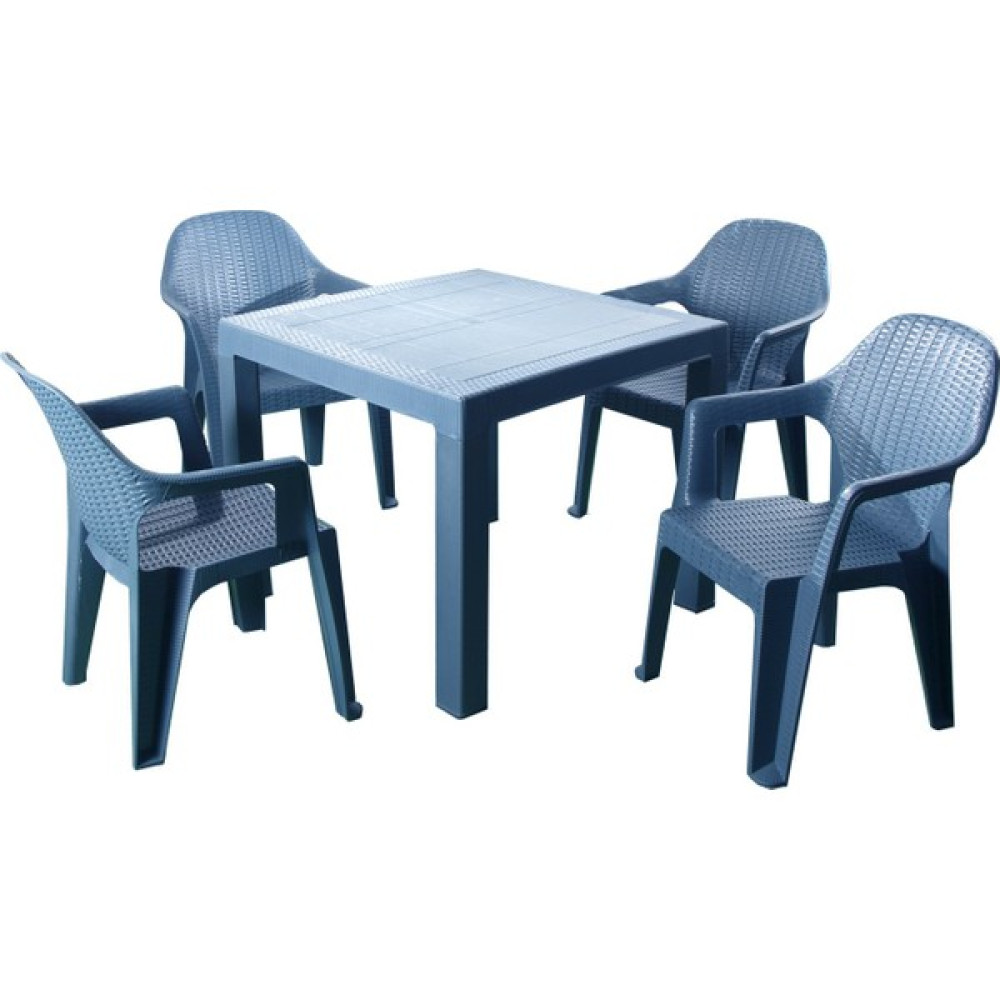Bs Plastik Rattan 90 x 90 Polo Plastik Masa Sandalye Takımı 2 Renk - Antrasit Bahçe Mobilyası Takımı Fiyatı