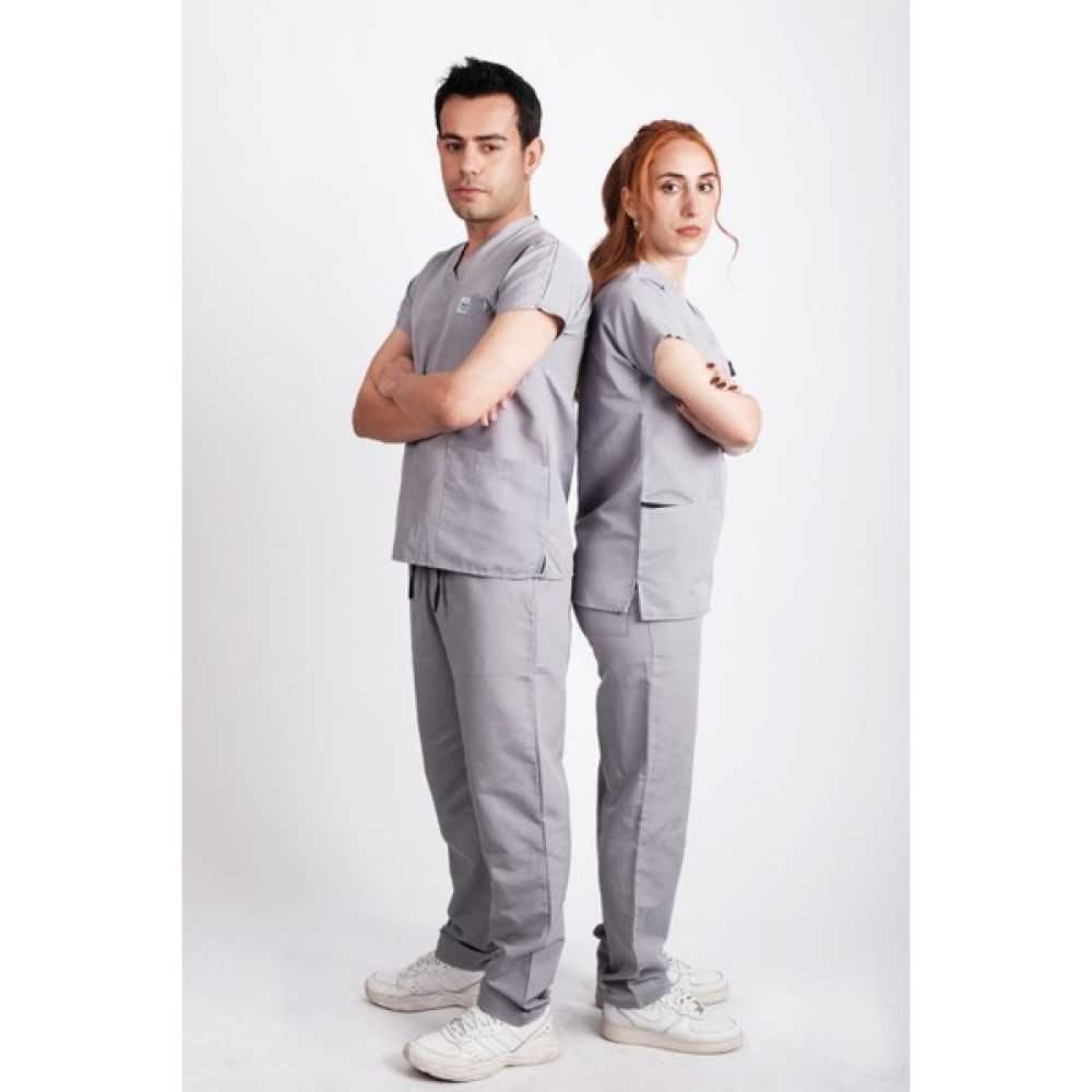 B&S Uniforma Medikal Hemşire Ve Doktor Üniforması Scrubs Cerrahi Alt Üst Takım - Gri - 2XS Oto Boyaları Fiyatı