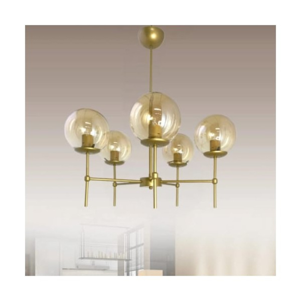 BSA Lighting Armina 5'li Eskitme Boyalı Modern Avize (Bal Camlı) Avize Fiyatı