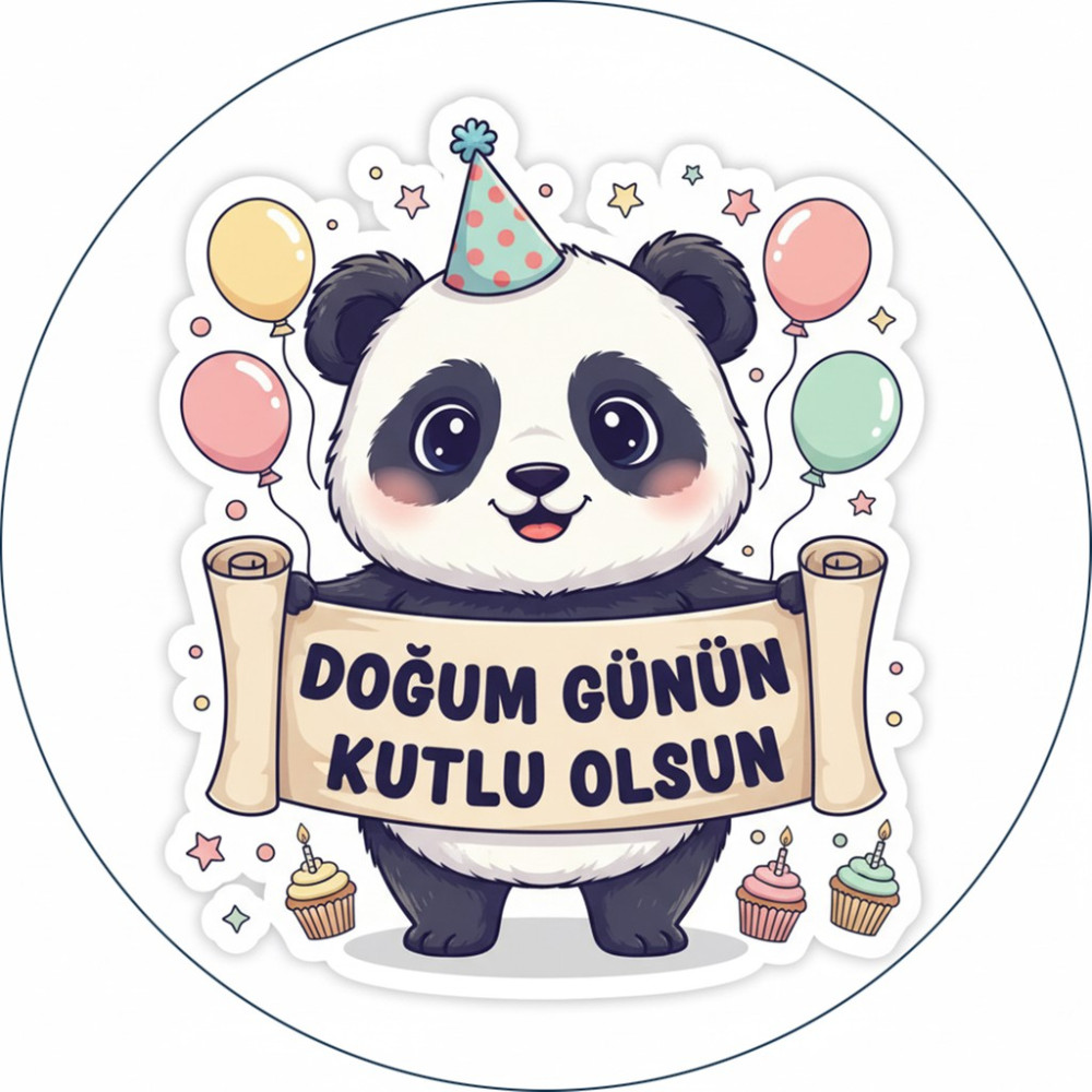 Bsb Doğumgünü Sloganlı Panda Sticker Etiket 18CM ST7146 Okul Etiketi Fiyatı