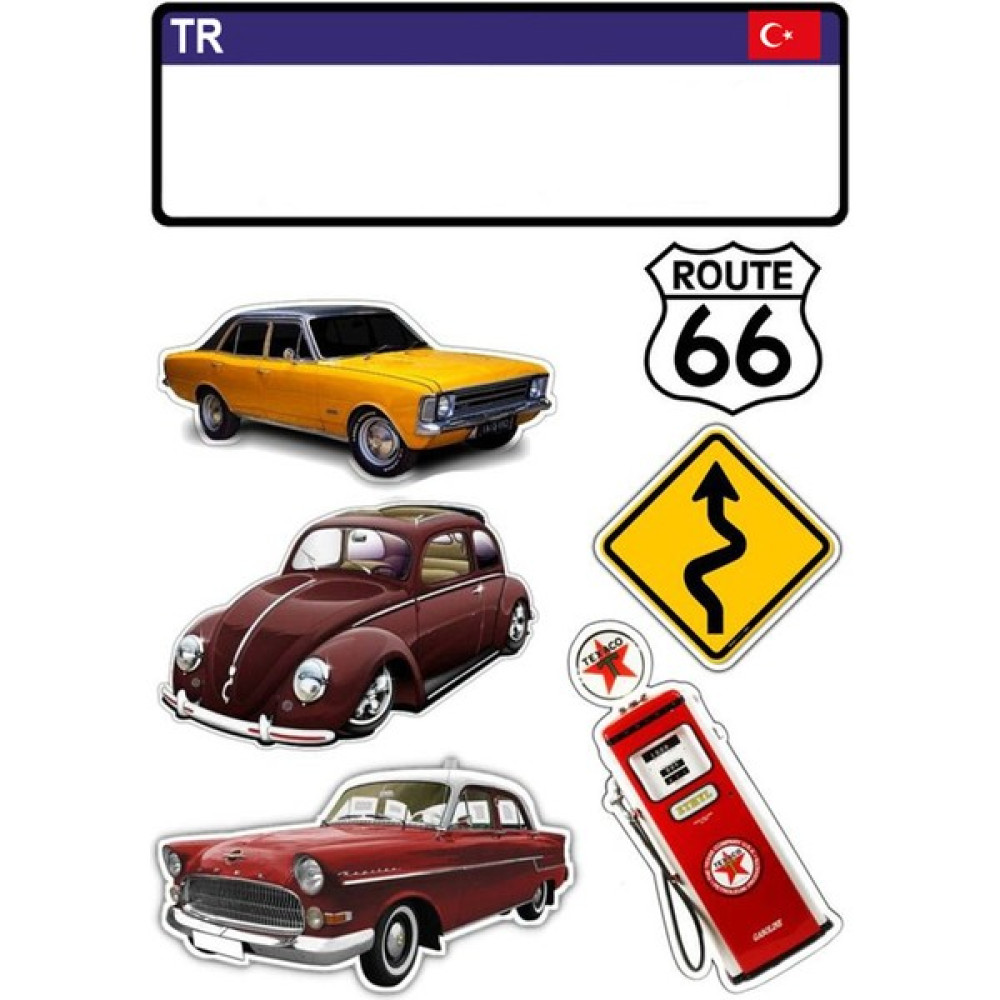 Bsb Klasik Otomobil Sticker Telefon Laptop Notebook Tablet Defter Matara Stiker Etiket ST346 Sticker Fiyatı