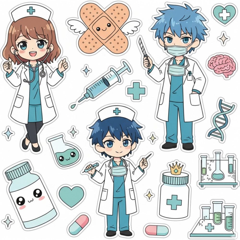 Bsb Tıp Doktor Hemşire Telefon Laptop Notebook Tablet Defter Matara Stiker Etiket ST2287 Okul Etiketi Fiyatı
