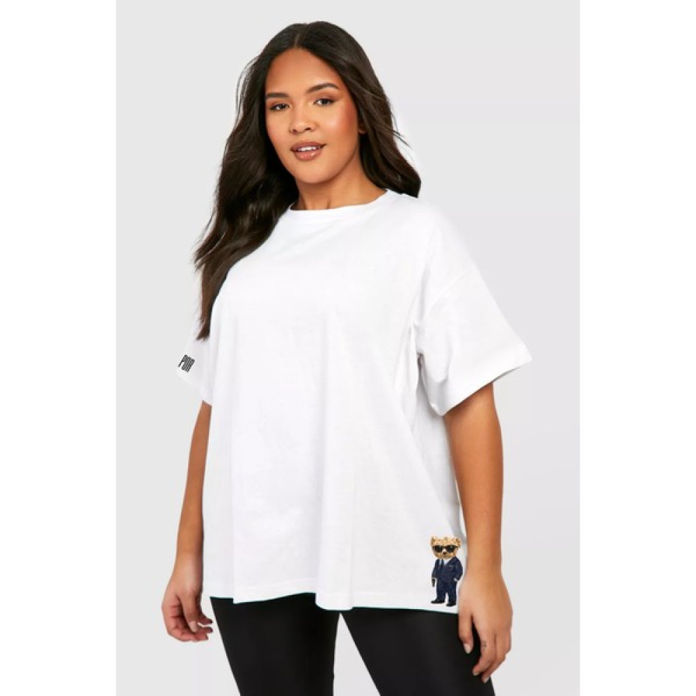 BSBSPOR Kadın Siyah Beyaz Gri Bordo Oversize Tişört Battal Kalıp Ekstra Bol Harajuku Büyük Beden Ayıcıklı Salaş Tişört Bayan T-shirt Fiyatı