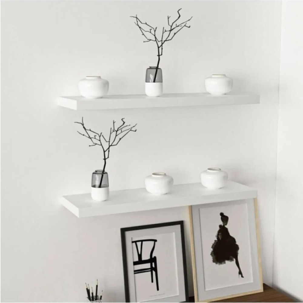 BSH Gülbay Mobilya Beyaz Uçan Duvar Rafı 2 Li Set Gizli Raf 60 cm Kitaplık - Duvar Rafı & CD / DVD Rafı Fiyatı