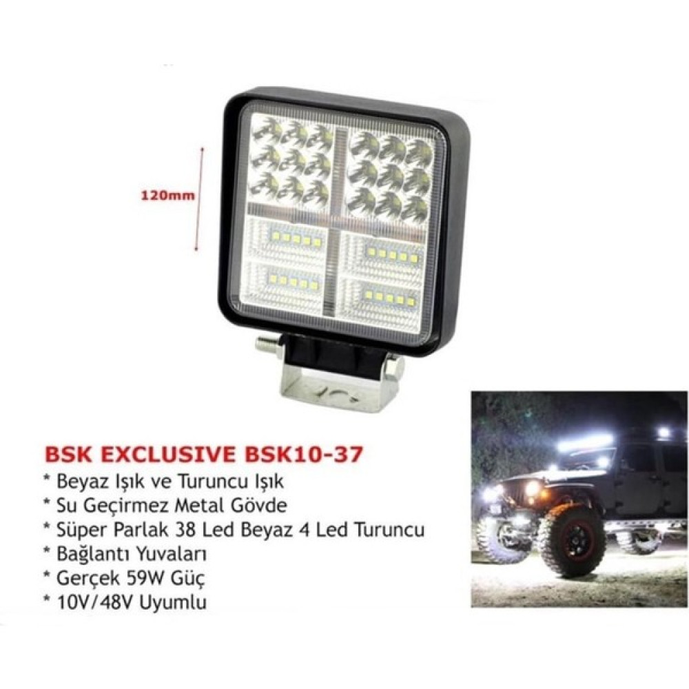 BSK 10V-48V LED Lamba Off-Road (59 x 1W) 59 Ledli Kare (107 x 120) Oto Boyaları Fiyatı