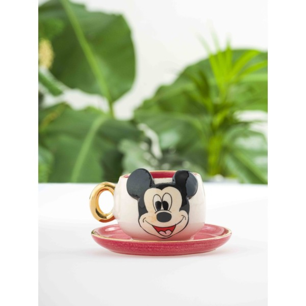 BSK Ceramics Handmade Mickey Mouse Kahve Fincanı Kırmızı Seramik El Yapımı - 130 ml Fincan / Bardak / Kahve Takımı Fiyatı