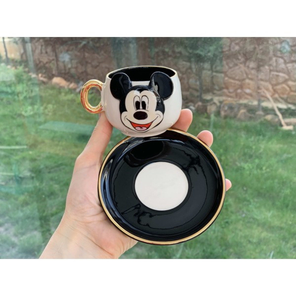 Bsk Ceramics Handmade Mickey Mouse Kahve Fincanı Siyah Seramik El Yapımı Fincan / Bardak / Kahve Takımı Fiyatı