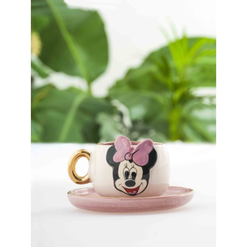 BSK Ceramics Handmade Minnie Mouse Kahve Fincanı Pembe Seramik El Yapımı - 130 ml Fincan / Bardak / Kahve Takımı Fiyatı