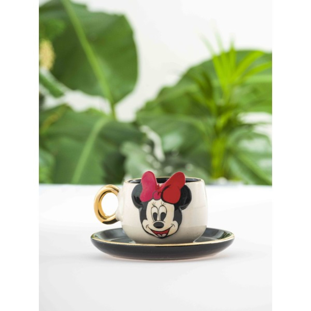BSK Ceramics Handmade Minnie Mouse Kahve Fincanı Siyah Seramik El Yapımı - 130 ml Fincan / Bardak / Kahve Takımı Fiyatı