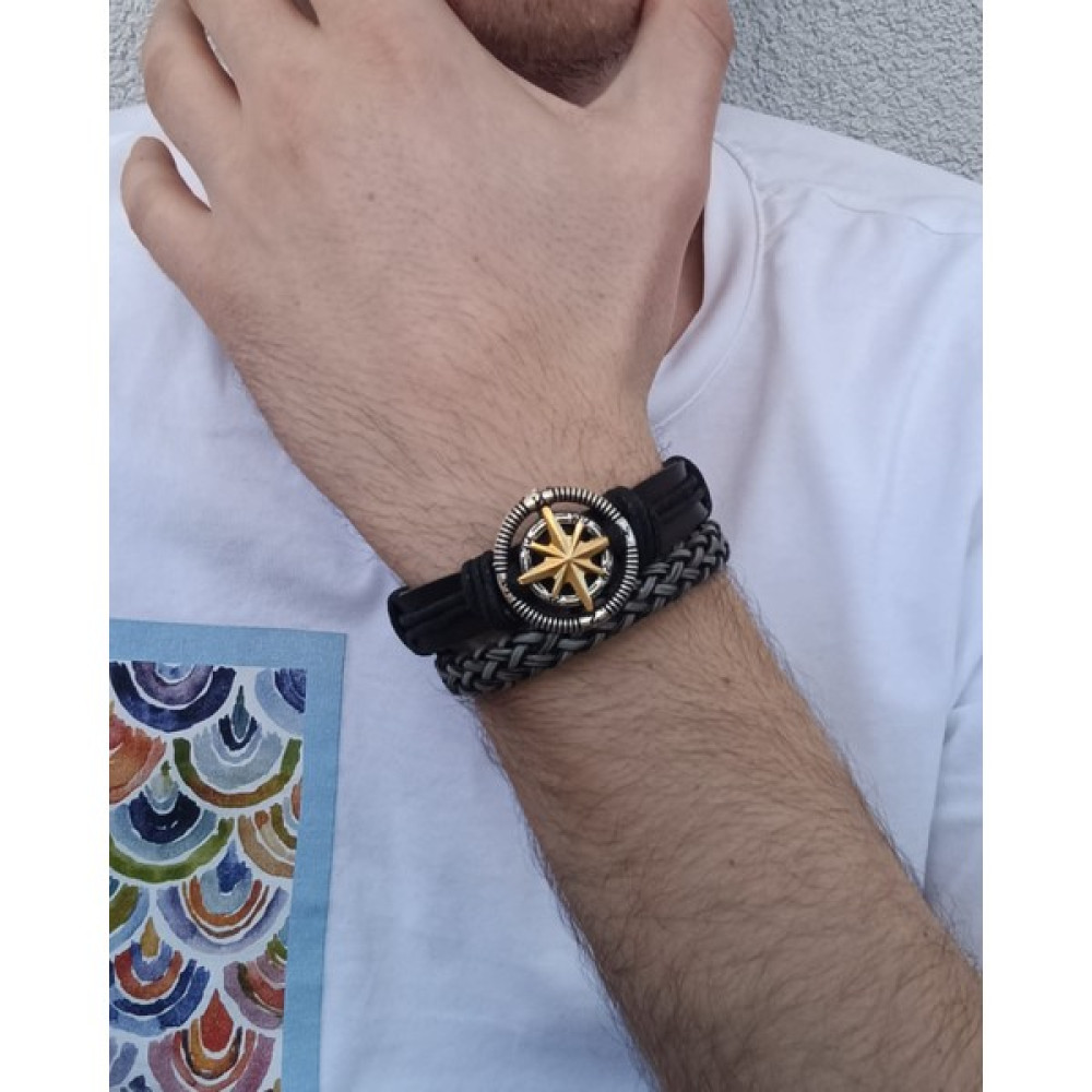 BSN Iskandinav Viking Gold Renk Pusula Figür 2'li El Yapımı Gerçek Deri Bileklikj Saat ve Bileklik Aksesuarı Fiyatı
