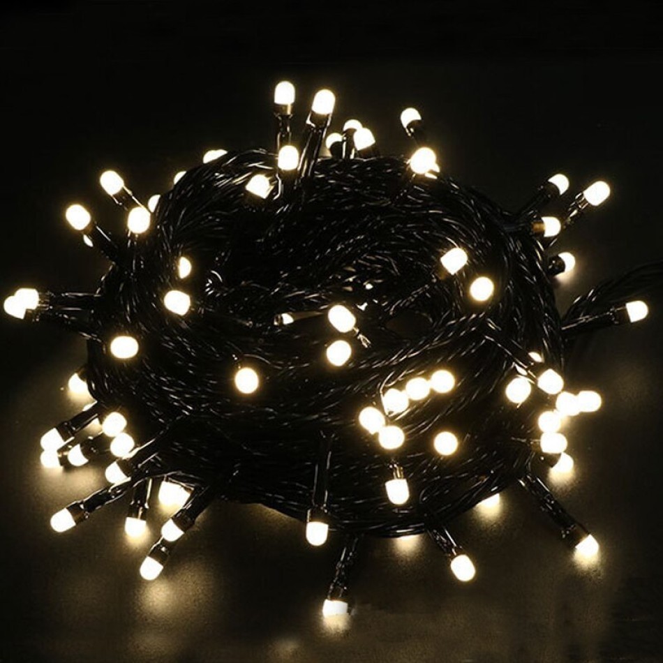 Bssm 10M Boncuk Lamba Gün Işığı 8 Fonksiyon 100 LED Fişli Uzatma Kablolu Siyah Kablo Led Aydınlatmalar Fiyatı