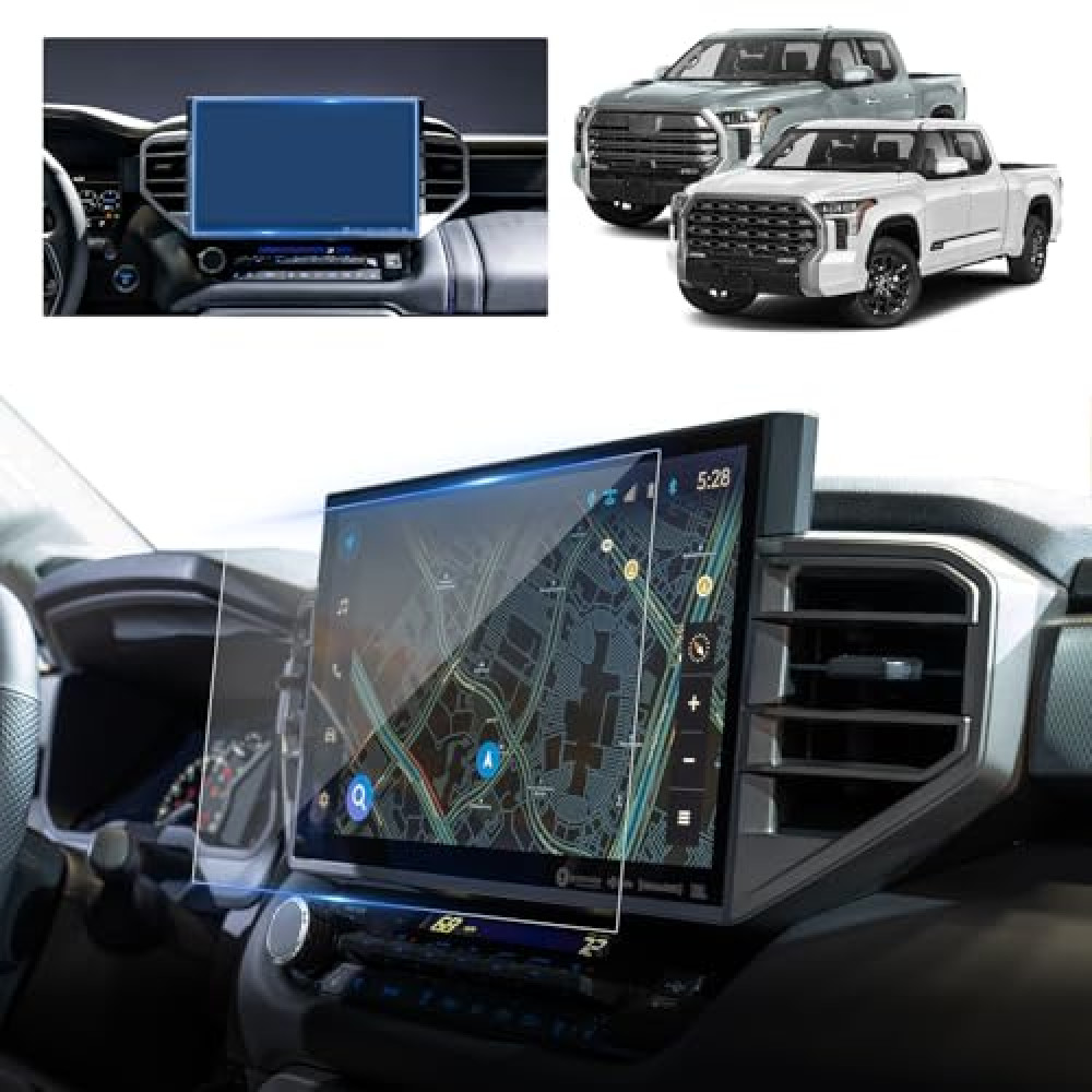 BSTW 2024 Tundra Screen Protector for 2022-2025 Tundra/Sequoia 3rd Gen 14 inch Touchscreen for 2024 Toyota Tundra Accessories Anti-Scratch Tempered Glass Protective Film