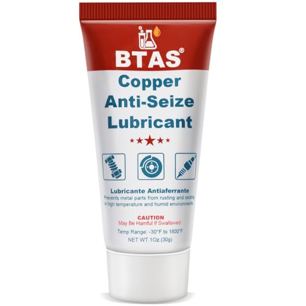 BTAS Copper Anti-Seize Thread Lubricant Brake Caliper Pin Grease Stop Squeak Noise Resistant to High Temp Rust and Corrosion for Spark Plug Brake Pad Bolts Battery Terminal Protector 1 oz 1Pcs