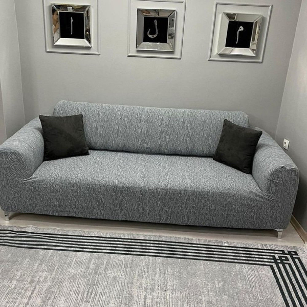 Btf Home Jakarlı 3 Kişilik Lastikli Koltuk Kılıfı Çekyat Koltuk Örtüsü Streç Esnek Kanepe Kılıfı - 180 x 230 cm - Gri Koltuk & Kanepe Örtüsü Fiyatı