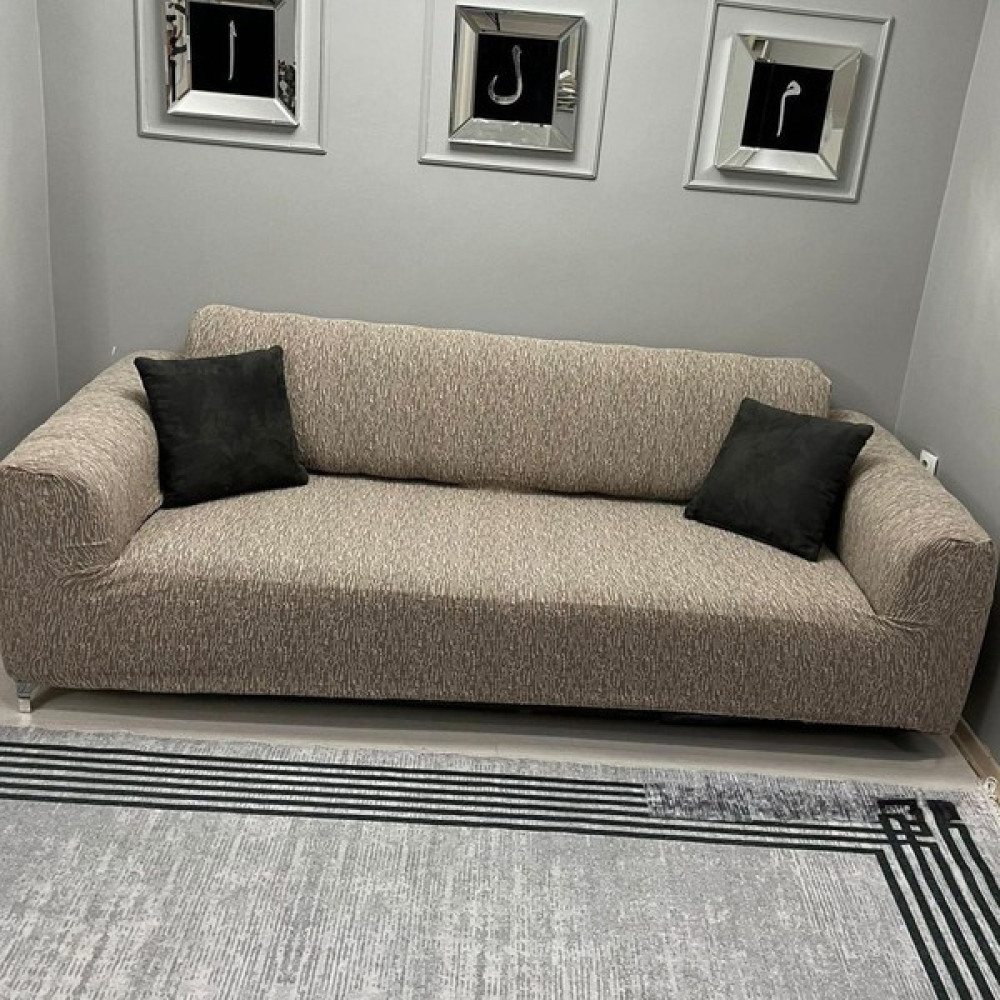 Btf Home Jakarlı 3 Kişilik Lastikli Koltuk Kılıfı Çekyat Koltuk Örtüsü Streç Esnek Kanepe Kılıfı - 180 x 230 cm - Vizon - Cappuccino Koltuk & Kanepe Örtüsü Fiyatı