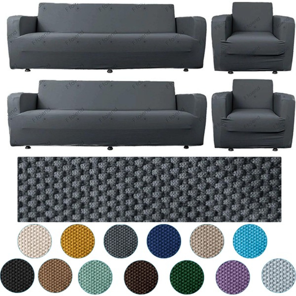 Btf Home Sitreç Lastikli Esnek Koltuk örtüsü koltuk Kılıfı Balpeteği Desen Çekyat Örtüsü 3+3+1+1 Takım - 180 x 230 cm - Koyu Gri Koltuk & Kanepe Örtüsü Fiyatı