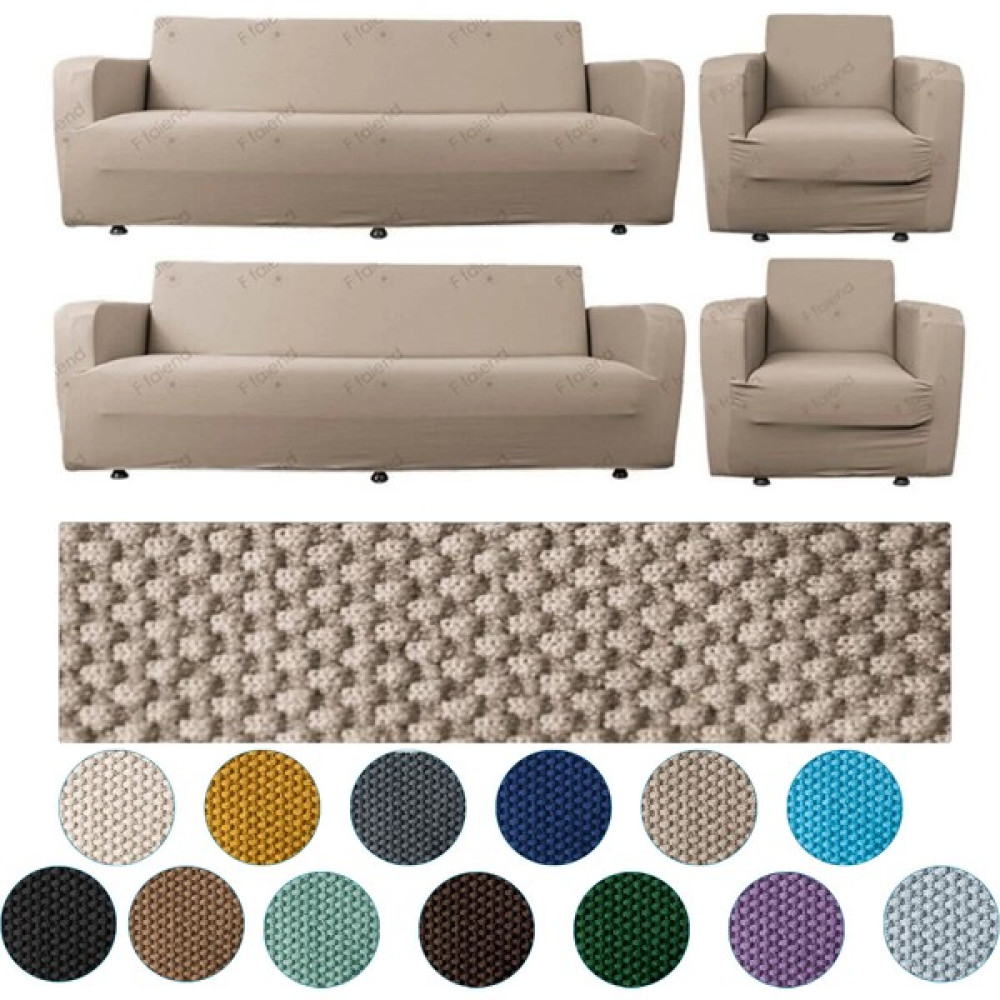 Btf Home Sitreç Lastikli Esnek Koltuk örtüsü koltuk Kılıfı Balpeteği Desen Çekyat Örtüsü 3+3+1+1 Takım - 180 x 230 cm - Vizon Koltuk & Kanepe Örtüsü Fiyatı