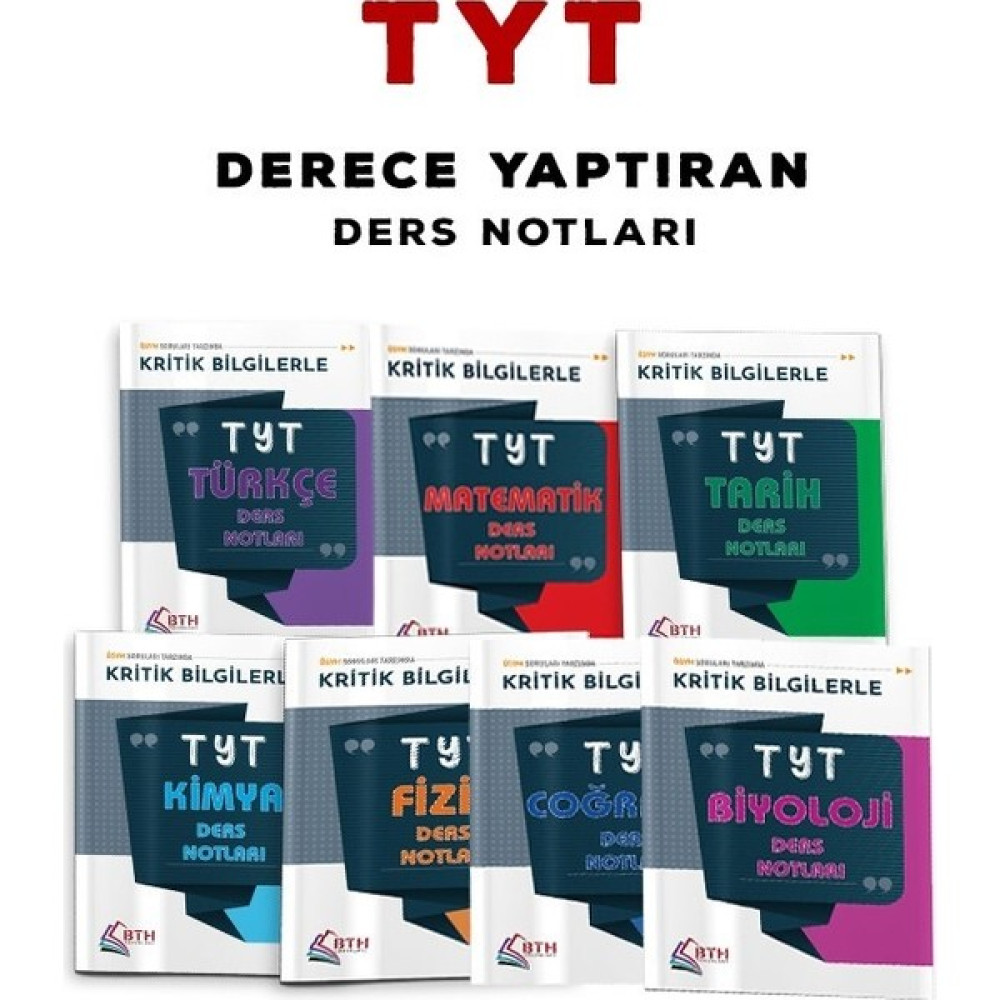 BTH Yayınları 2024 TYT Derece Yaptıran Ders Notları Full Set Temel Yeterlilik Testi (TYT) Fiyatı