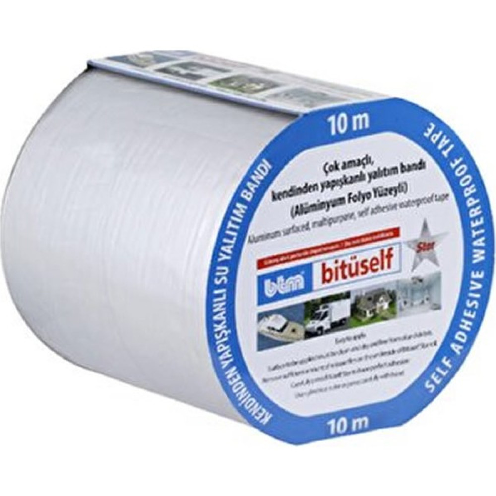 Btm Bitüself Izolasyon ve Su Yalıtım Bandı 10 cm x 10 mt Alüminyum Bant Dış Cephe Yalıtım Malzemeleri Fiyatı