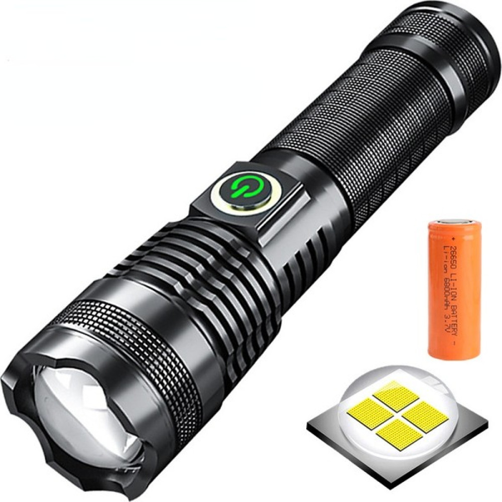 BTT Lighting Pil Göstergeli P50 Yakınlaştırmalı El Feneri USB Şarjlı 20W-1500 Lümen (Yurt Dışından) El Feneri Fiyatı