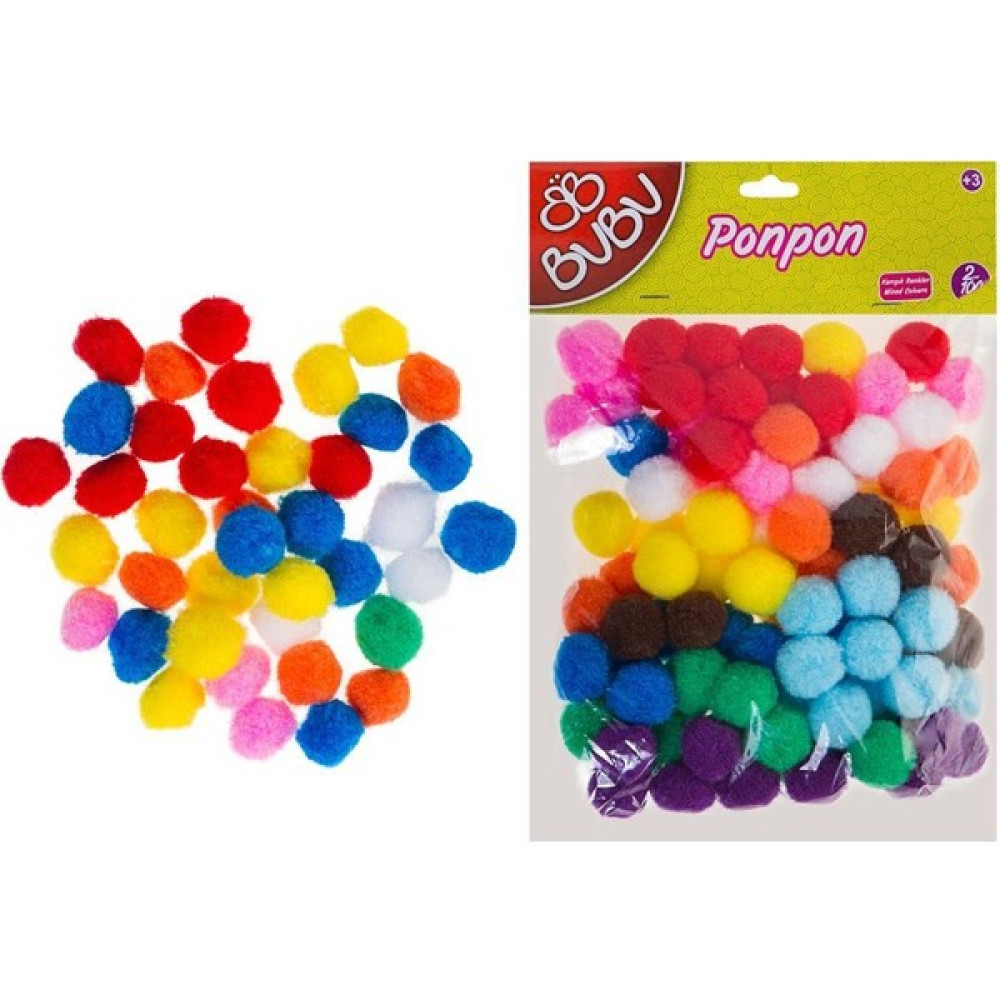 Bu-Bu Ponpon Karma 2 cm 100'lü Sanatsal Malzemeler Fiyatı