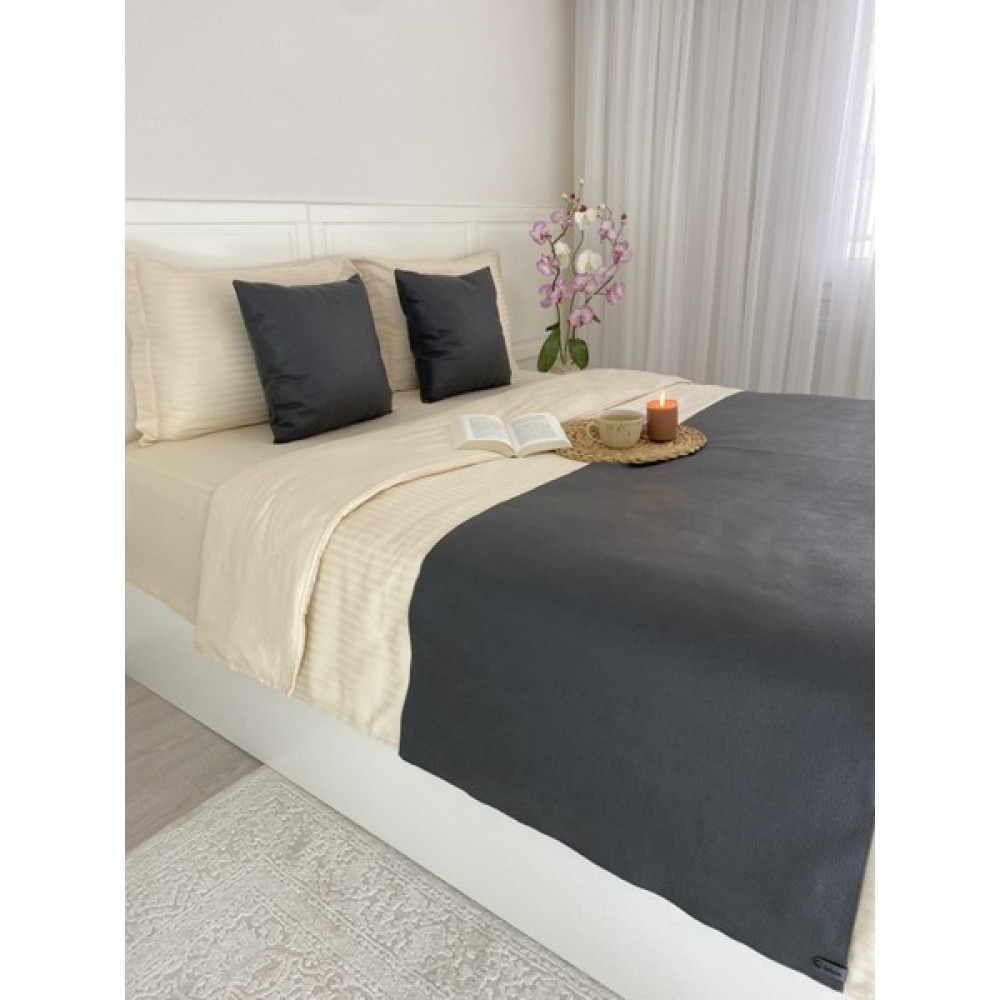 Bu Home Yatak Runner Kırlent Seti Modern Tarz Deri Görünümlü Retro Petrol Rengi 3'lü Set - 70 x 230 cm Yatak Örtüsü Fiyatı