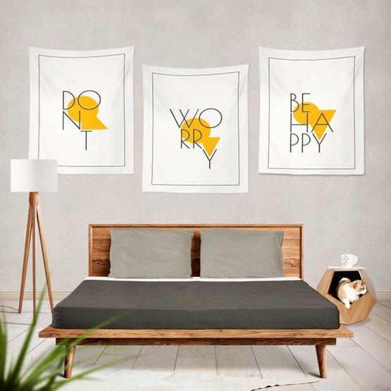 Buanart 3'lü 70x100 cm Dont Wory Be Happy Duvar Örtüsü Duvar Panosu Fiyatı