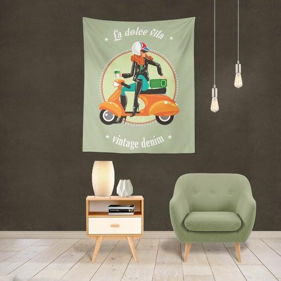 Buanart 70x100 cm Vespa La Dolce Vita Duvar Örtüsü