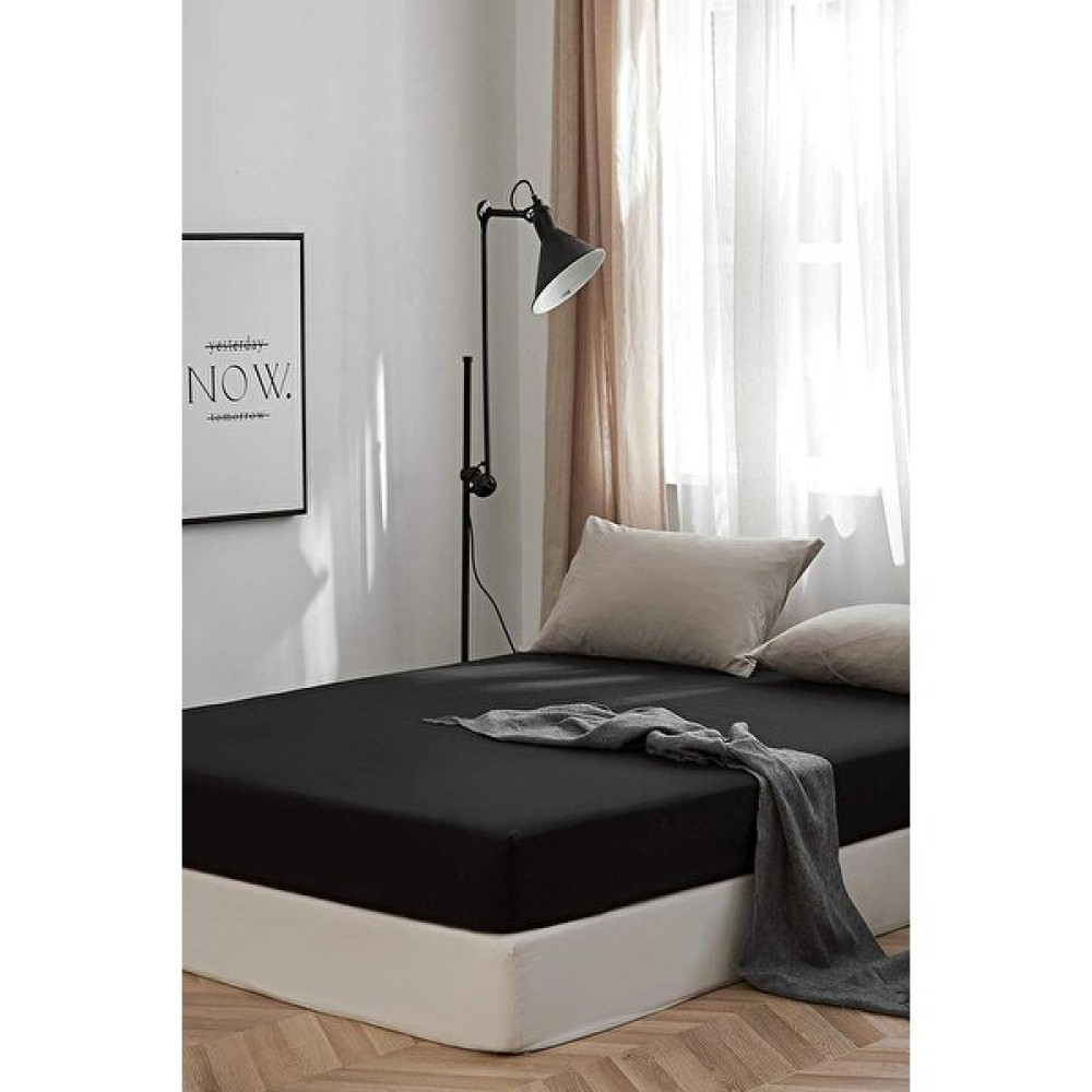 Buanart Tek Kişilik Lastikli Penye Çarşaf 100X200 cm - Siyah Çarşaf Fiyatı