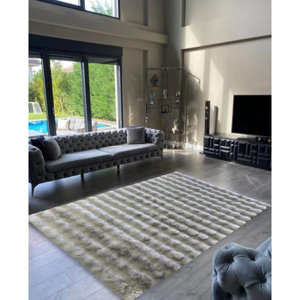 Bubble Tavşan Serisi Yumuşacık Tavşan Tüyü Kaymaz Dokuma Taban Peluş Halı Gri G1 - 80 x 150 cm Salon Halısı Fiyatı
