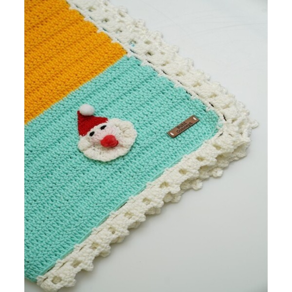 Bubi Noel Baba Figürlü Çok Renkli El Örgüsü Battaniye - 67 x 90 cm Battaniye Fiyatı