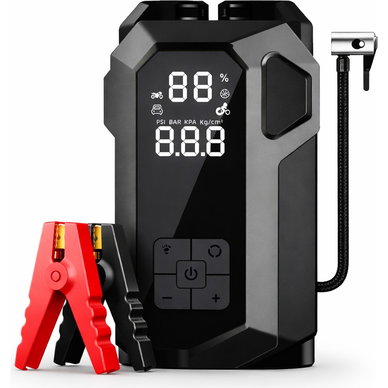 Bubitechh Q18B 16000MAH Kompresörlü Akü Takviye Cihazı | 4’ü 1 Arada Jump Starter - Siyah Hava Kompresörü Fiyatı