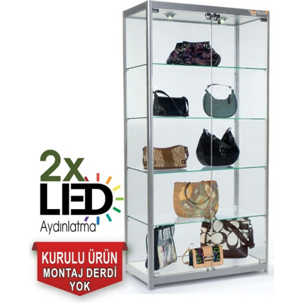 bubizde Camlı Vitrin - Cam Dolap - Camlı Koleksiyon Vitrini - Teşhir Vitrini - Kupa Dolabı 175X70X30 cm Evrak Dolabı Fiyatı