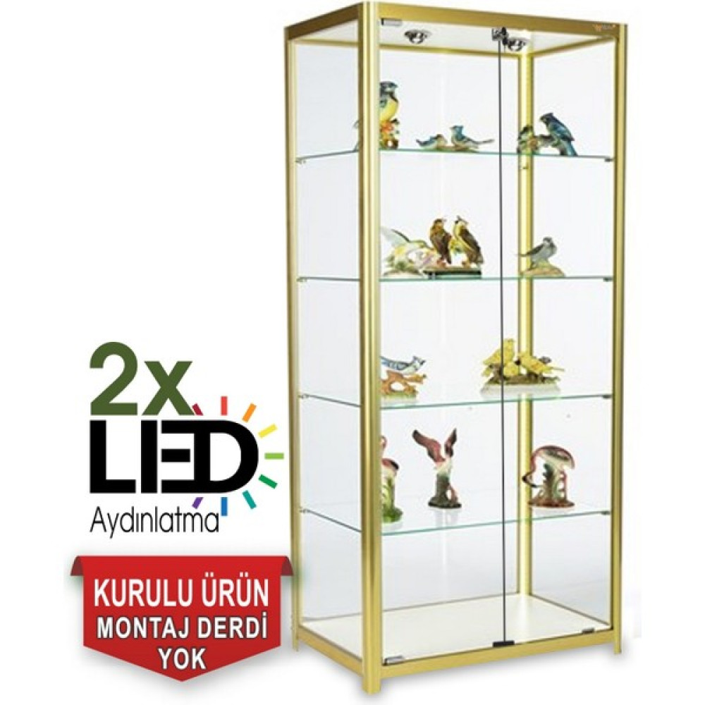 bubizde Camlı Vitrin - Cam Dolap - Camlı Koleksiyon Vitrini - Teşhir Vitrini - Kupa Dolabı 180X80X40 Evrak Dolabı Fiyatı