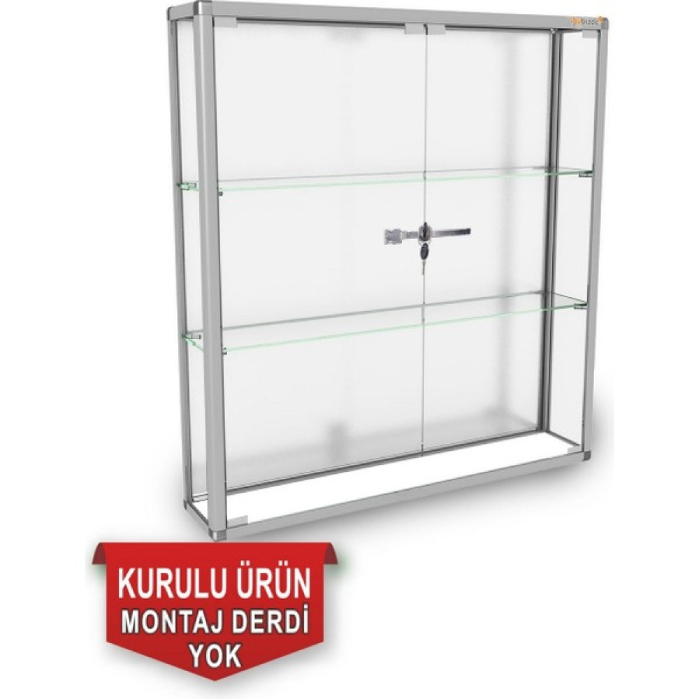 bubizde Camlı Vitrin - Camlı Dolap - Camlı Koleksiyon Vitrini - Teşhir Vitrini 100X100X20 KOD:D001 - Gri Evrak Dolabı Fiyatı