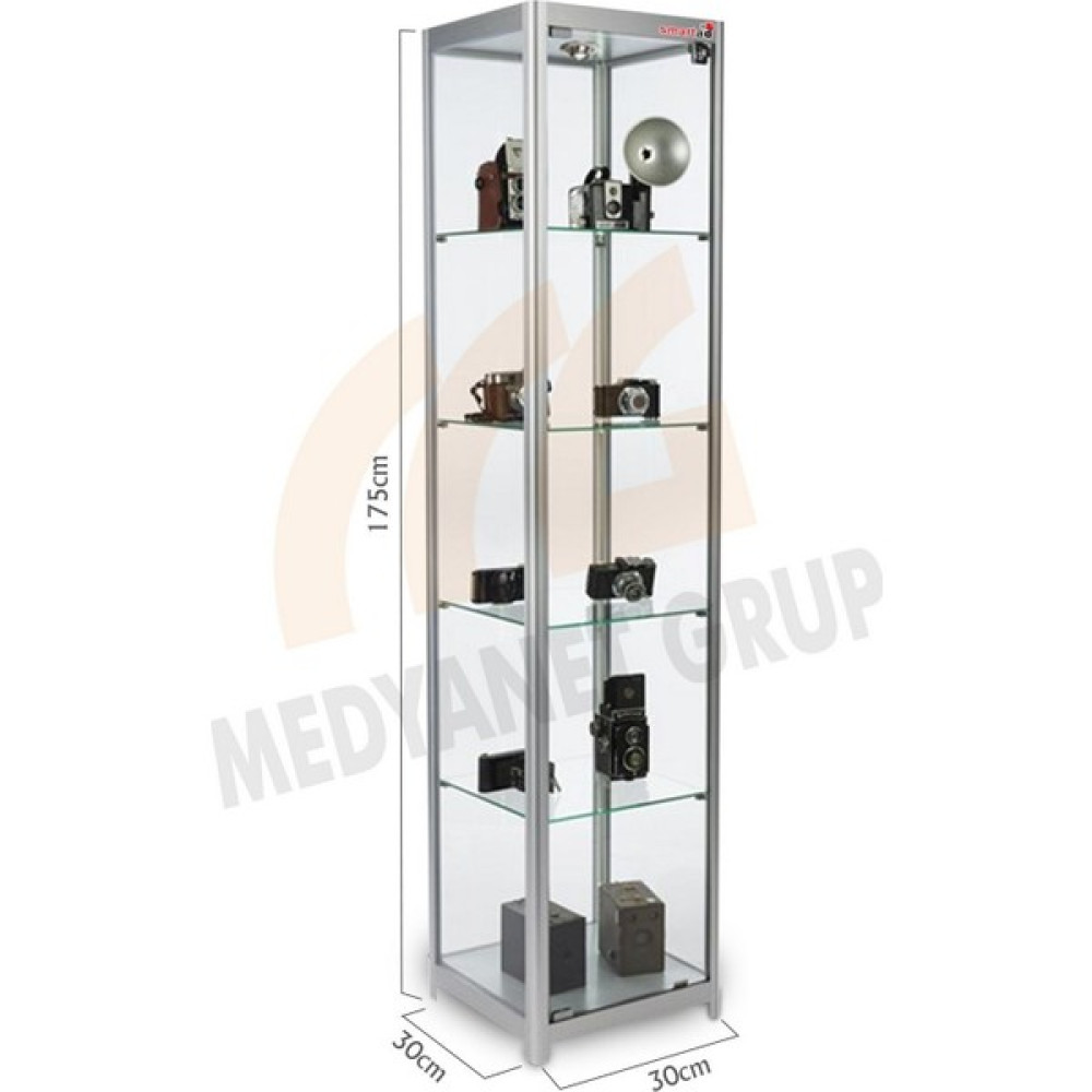 bubizde Camlı Vitrin - Camlı Dolap - Camlı Koleksiyon Vitrini - Teşhir Vitrini 180X40X40 - Açık Gri Evrak Dolabı Fiyatı