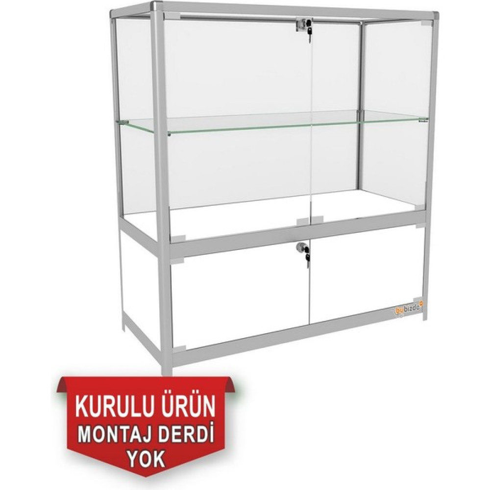 bubizde Camlı Vitrin - Camlı Dolap - Camlı Koleksiyon Vitrini - Teşhir Vitrini 95X90X40 - Açık Gri Evrak Dolabı Fiyatı