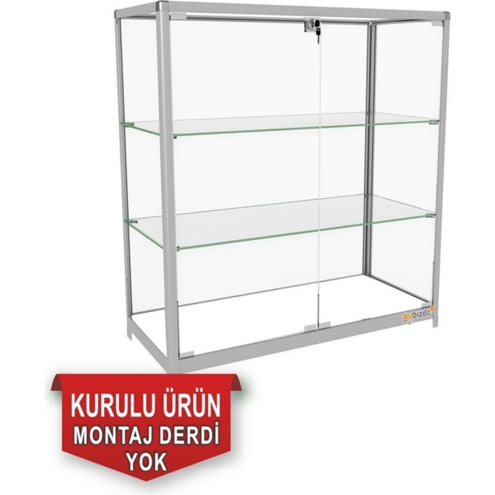 bubizde Camlı Vitrin - Camlı Dolap - Camlı Koleksiyon Vitrini - Teşhir Vitrini 95X90X40 KOD:9590 - Gri Evrak Dolabı Fiyatı