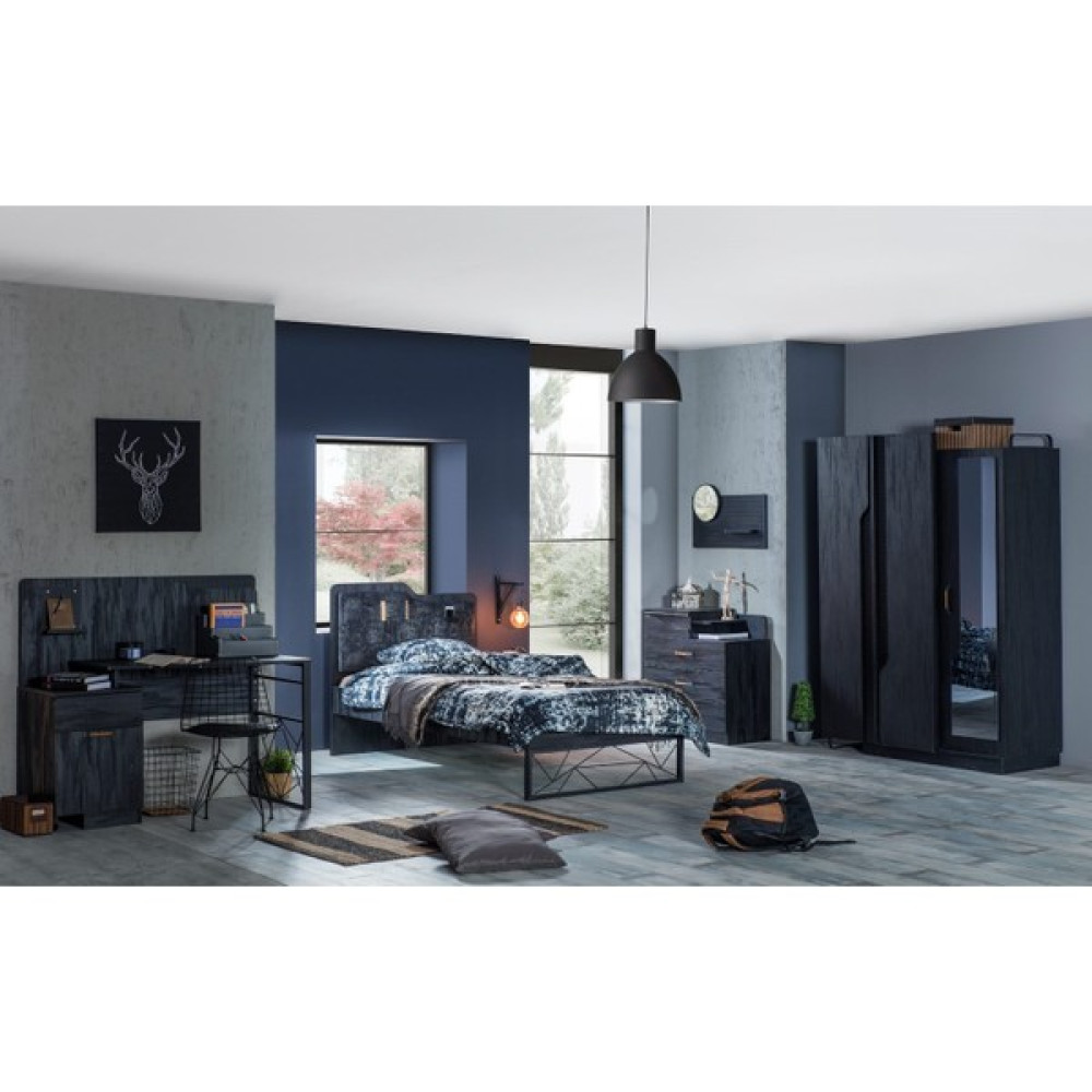 Bubu Home Dark Kapaklı Genç Odası Takımı ( 3 Kapaklı dolap + Çamaşırlık + Çalışma masası ve Karyola ) Genç Odası Takımı / Seti Fiyatı