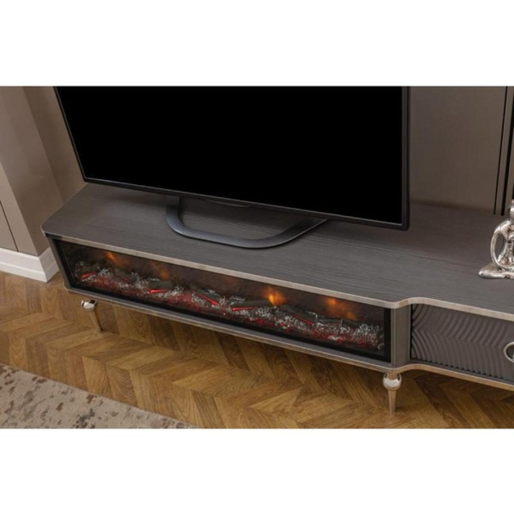 Bubu Home Derya Şömineli Gri Tv Ünitesi 160 cm Tv Ünitesi / Sehpası Fiyatı