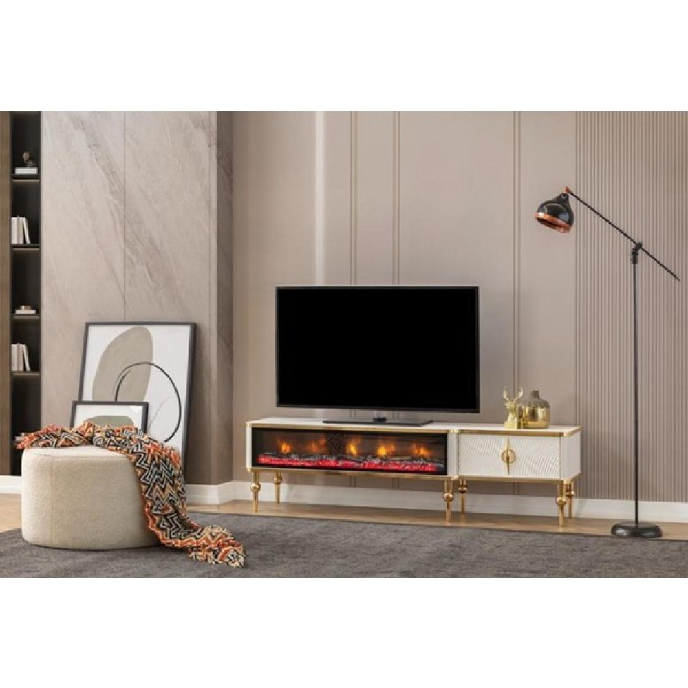 Bubu Home Derya Şömineli Tv Ünitesi Beyaz 160 cm Tv Ünitesi / Sehpası Fiyatı