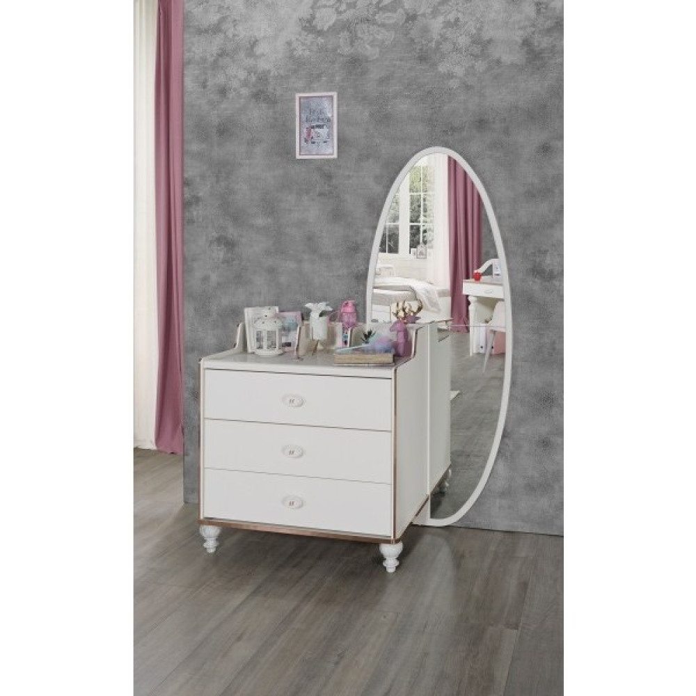 Bubu Home Gloria Aynalı Çamaşırlık Beyaz Şifonyer Fiyatı