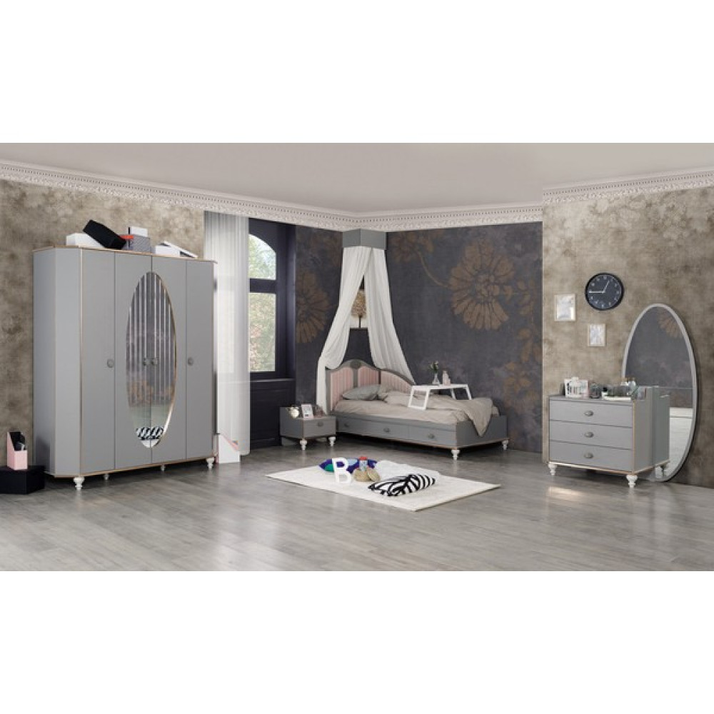 Bubu Home Gloria Genç Odası Takımı ( Dolap + Komodin + Çekmeceli Karyola + Aynalı Çamaşırlık ) Genç Odası Takımı / Seti Fiyatı