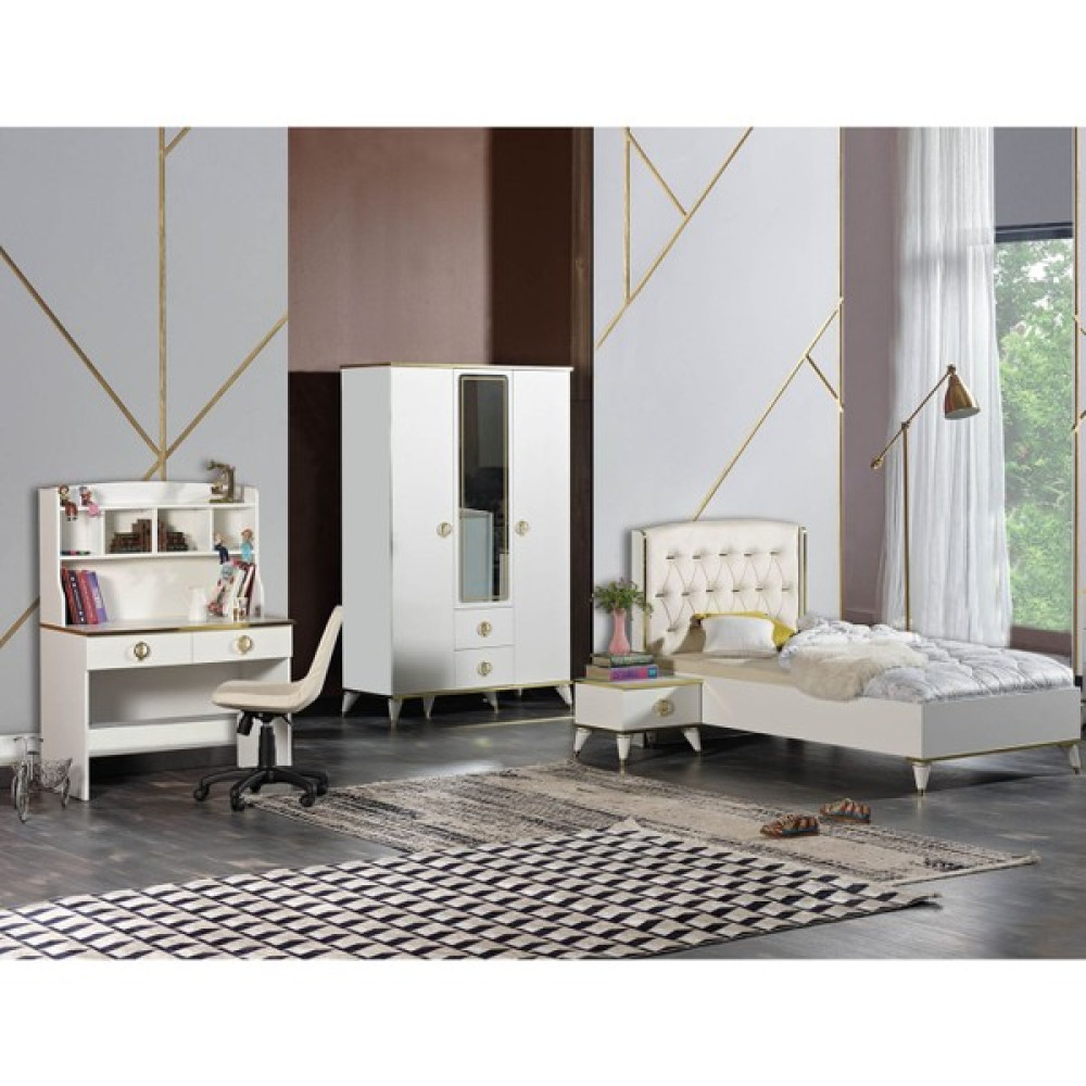 Bubu Home Manjoy Genç Odası Takımı 3 Kapılı Dolap +Karyola+Çalışma Masası +Kitaplık+Şifonyer+Komodin Genç Odası Takımı / Seti Fiyatı