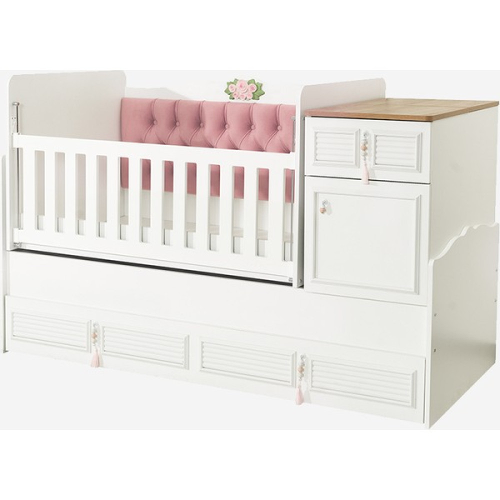 Bubu Home Palluna Büyüyen Beşik 80X130 - Beyaz - Pembe Beşik Fiyatı